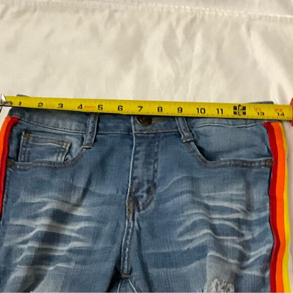 Machine Pour Neuf Mode Rainbowcore Distressed Denim Jean 5/28  Dopamine Pride - Picture 7 of 12